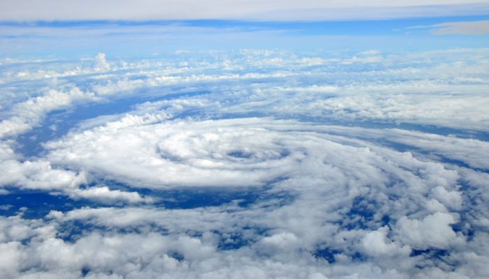 Overhead picture of eye of a hurricane